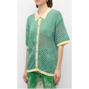 PH5  Olivia Crochet Oversized Shirt in Teal Blast Size Medium